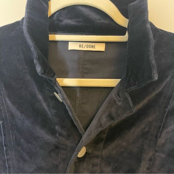 Re/Done VELVET CHORE JACKET in Navy Blue - Picture 8 of 11